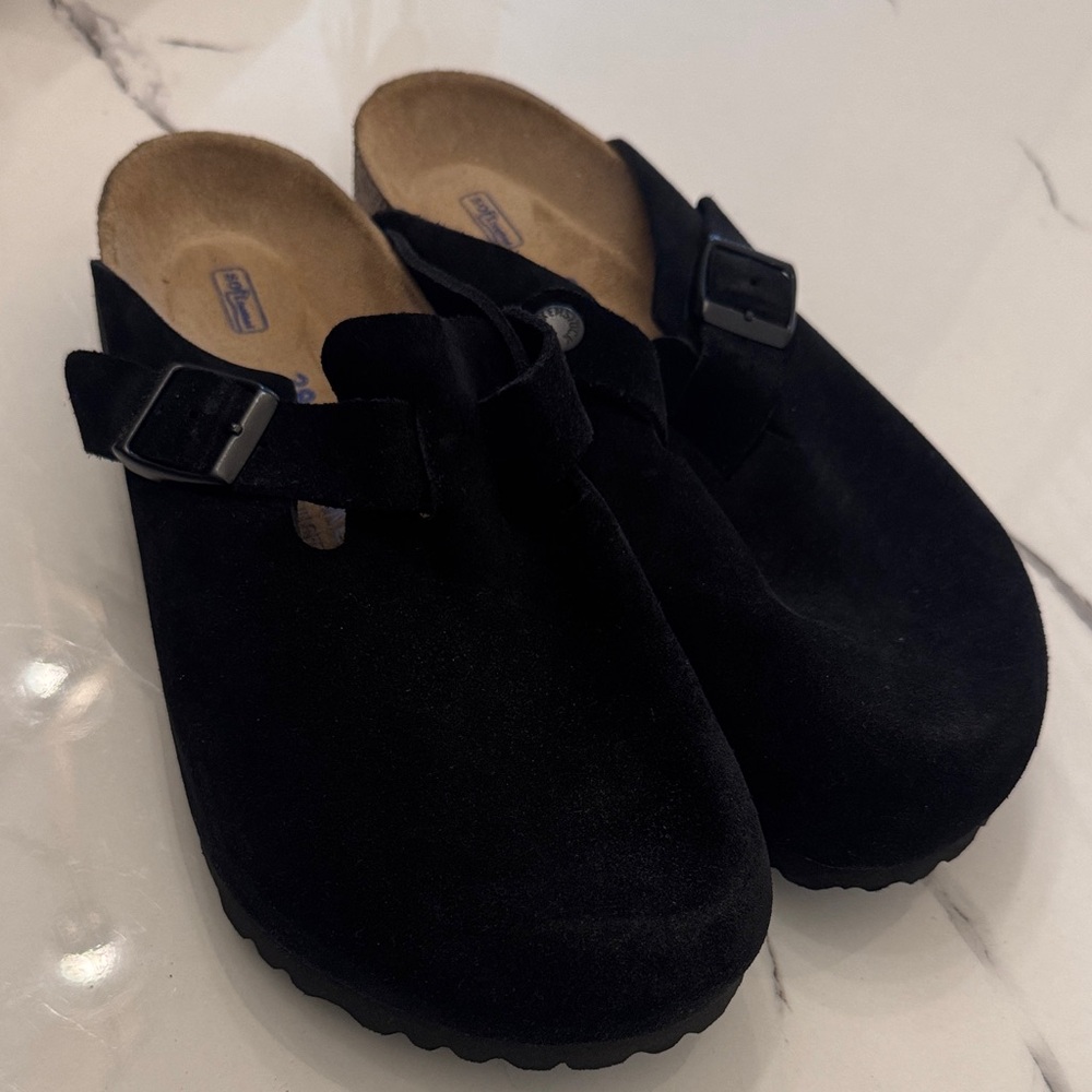 Birkenstock Black Suede Mules